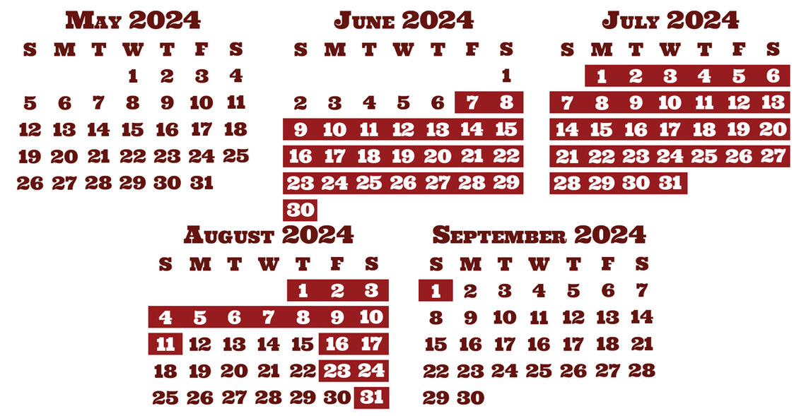 2024 Tubing Calendar