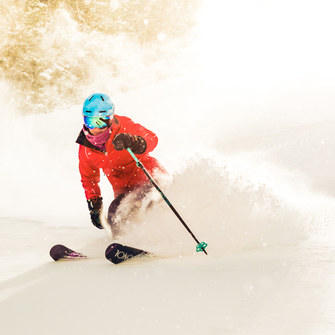 skier in powder