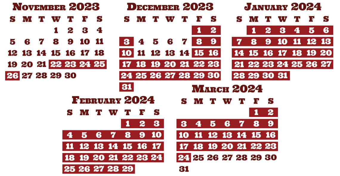 23/24 season calendar